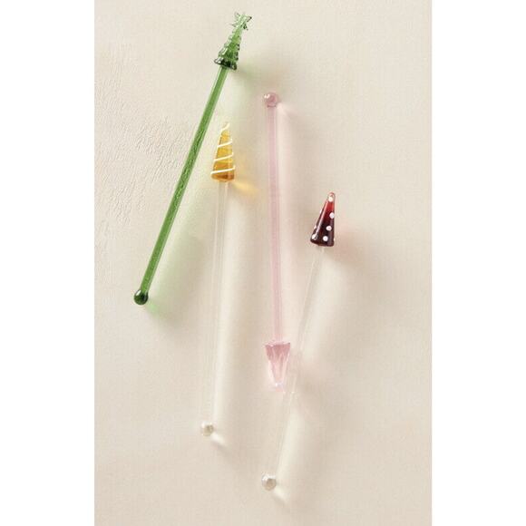 Set of 16 Anthropologie Tree Top Drink Stirrers Pack of Four Christmas Holiday